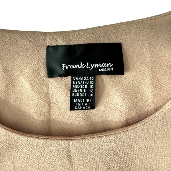 Frank Lyman Design Blush Pink Asymmetric Hem Top With Applique Size 10 US - Picture 3 of 8